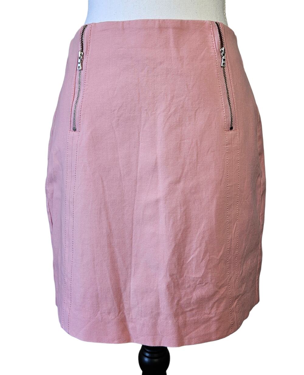 Loft Womens Straight Pencil Skirt Double Zip Bi-Stretch Stretch Pink Size 2